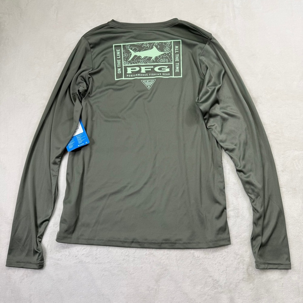 Columbia Youth XL PFG Terminal Tackle Long Sleeve Shirt Green AB8391-316 NEW - Picture 2 of 11